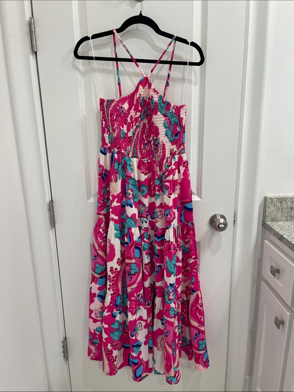 TCEC Pink Teal Floral Maxi Dress